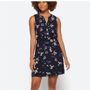 41 Hawthorn Floral Sleeveless Tie Waist Dress Clara Navy Size XL